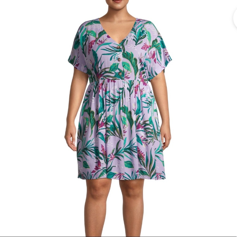NWOT Terra Sky Tropical Babydoll Dress 14 XL